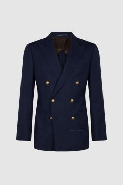 Blazer doppiopetto blu in lana, eleganza ovunque