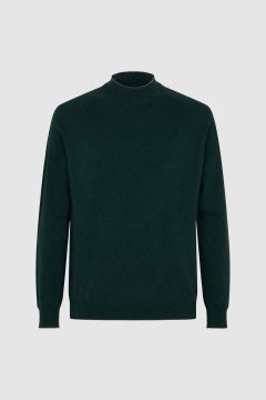 Maglione verde bottiglia in cashmere a collo alto