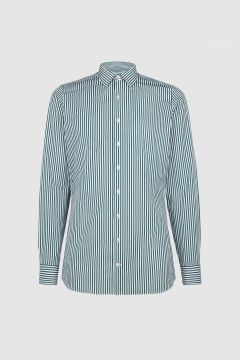 Camicia a righe verdi in cotone popeline